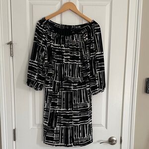 AB Studio Black and White Patterned Women's Dress